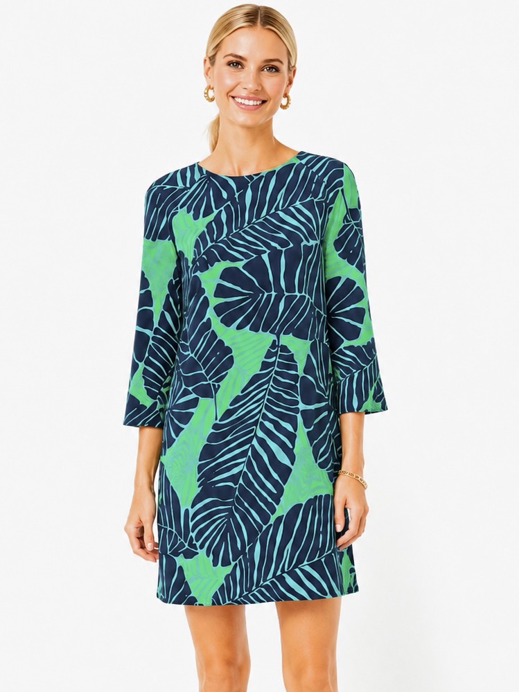 Lilly Pulitzer 3/4 Sleeve Carol Shift Dress In Under The Palms Print | Size 2